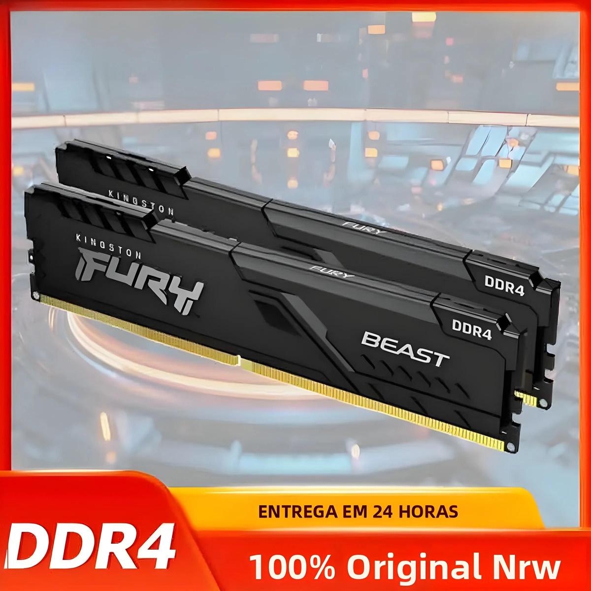 Memória RAM Kingston FURY Beast DDR4 8GB 16GB 32GB 3200MHz 3600MHz XMP20 Para Desktop, Compatível