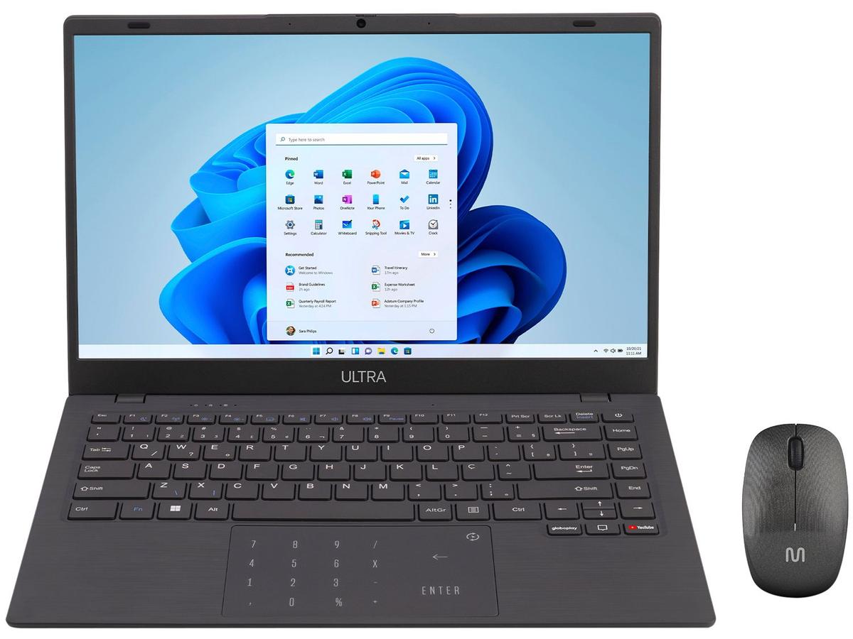Notebook Multi Ultra UB251 4GB RAM 128GB eMMC 14" HD Windows 11 UB251 + Mouse Sem Fio
