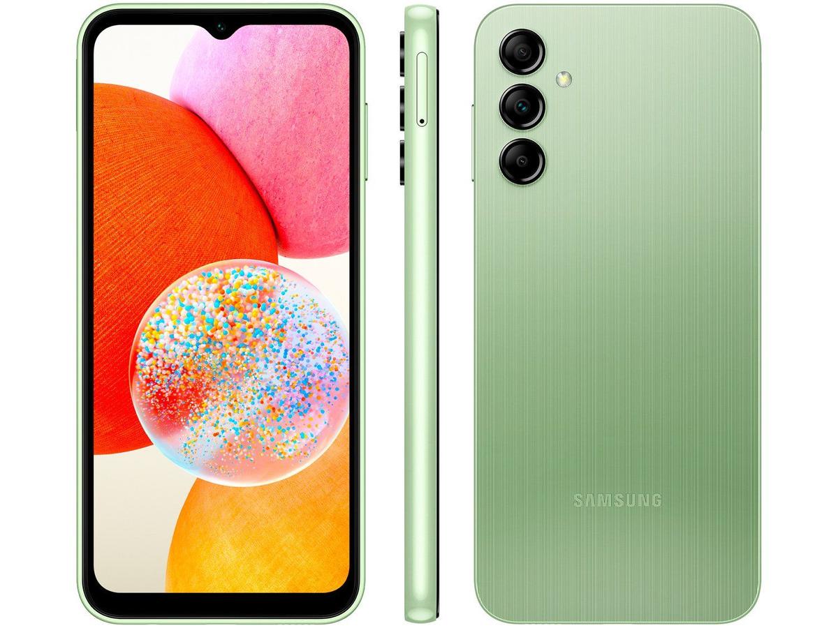 Smartphone Samsung Galaxy A14 128GB Verde Lima 4G Core 4GB RAM 6,6" Câm. Tripla + Selfie 1 Dual Chip
