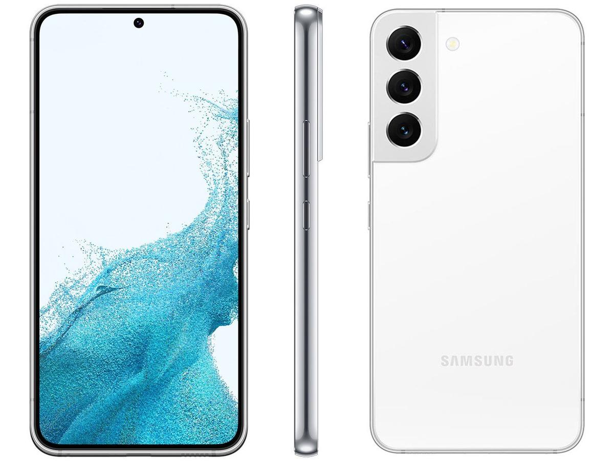 Smartphone Samsung Galaxy S22 128GB Branco 5G Octa-Core 8GM Câm. Tripla + Selfie 10MP Dual Chip