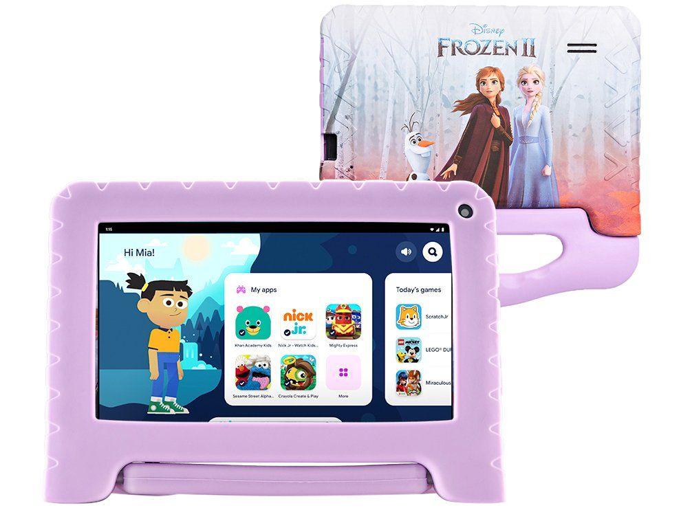 Tablet Multi Frozen II com Controle Parental 7 pol 4GB RAM 64GB Android 13 Quad Core + Case + Wi-fi - NB416