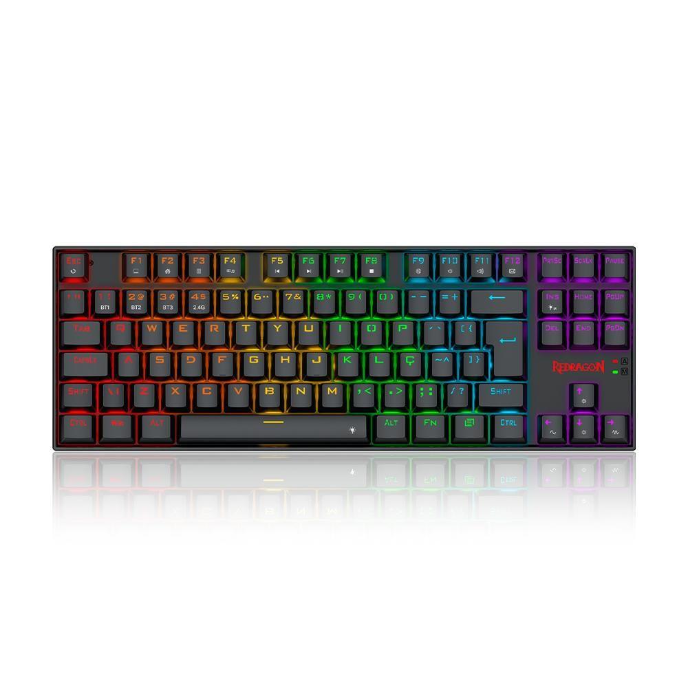 Teclado Redragon Kumara Elite Rainbow Sem Fio Switch Brown Preto