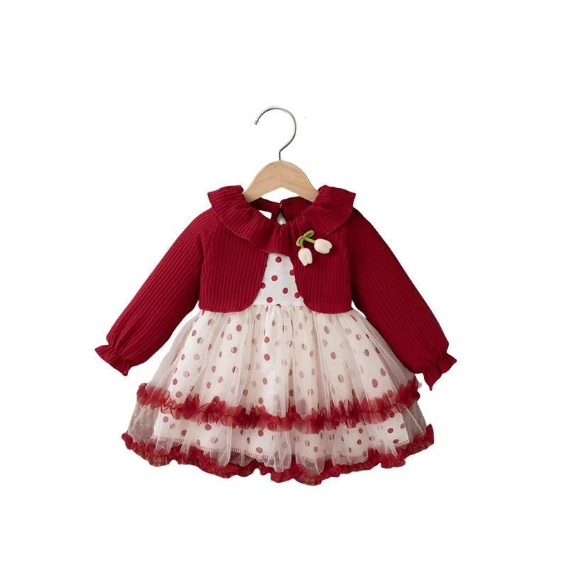 Vestido De Bolinhas Para Menina Para Festa De Natal, Nova Roupa Infantil De Outono, De 6 Meses a 3 - NONE