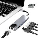Adaptador Hub Macbook USB C 5em 1 Hdmi 4K Ethernet RJ45 Usb-C PD - foto 1