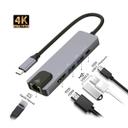 Adaptador Hub Macbook USB C 5em 1 Hdmi 4K Ethernet RJ45 Usb-C PD - foto 3
