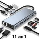 Adaptador USB C HUB 11 Em 1 Para MacBook pro Air M1 iPad Com HDMI 4K, VGA, Tipo C PD, RJ45, Leitor - foto 2