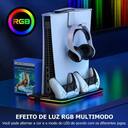 Base Cooler Vertical Para PS5 Fat e Slim Com Carregador Duplo Led RGB STK-DZ504 - foto 3