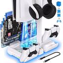 Base de Carregamento compativel para 2 Controles Dualsense de Playstation 5 Suporte para Headset e Jogos - foto 2
