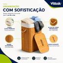 Cesto De Roupa Bambu Banheiro Lavanderia Com Tampa e Alças Forrado 72 Litros Grande Vittak - foto 4