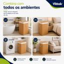 Cesto De Roupa Bambu Banheiro Lavanderia Com Tampa e Alças Forrado 72 Litros Grande Vittak - foto 3