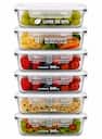 Conjunto de 06 Potes de Vidro 640ml Tampa Hermética com Trava Fitnes Marmita Organizador pode ir no... - foto 1