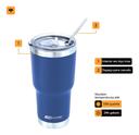 Copo Térmico Inox Siluet 850ml 2 Canudo e Escova NTK Azul - Nautika - foto 3