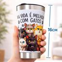 Copo Térmico Personalizado 360 Gatos 500 ml Qualidade Premium Gravado UV Presente Amantes de Gatos - Copo... - foto 2