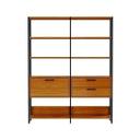 Estante de Livros Industrial 100% MDF 144CMX185CM 1 Porta 2 Gavetas Marrom/Freijó/Preto - Pradel Móveis - foto 3