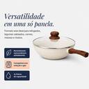 Frigideira Antiaderente Wok Em Cerâmica Grande Com Tampa Em Vidro Para Fogão De Indução E Gás 28cm 4,3... - foto 3
