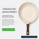 Frigideira Antiaderente Wok Em Cerâmica Grande Com Tampa Em Vidro Para Fogão De Indução E Gás 28cm 4,3... - foto 4