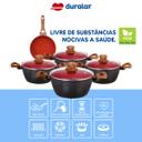 Jogo de Panela 5 Pç Cerâmica Antiaderente Red Marble Indução Fogão Cooktop Vermelho Duralar - foto 4