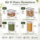 Kit 15 Potes Herméticos Empilháveis Porta Mantimentos Transparente - Olinda - foto 2