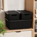 Kit 3 Caixa Organizadora Cesto com tampa grande Caixas em plástico 6L 16L Preto - Leevlar - foto 4