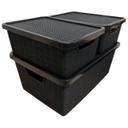 Kit 3 Caixa Organizadora Cesto com tampa grande Caixas em plástico 6L 16L Preto - Leevlar - foto 2