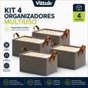 Kit 4 Caixas Organizadoras Dobrável Para Roupas Objetos Brinquedos Armários Multiuso Vittak - foto 2