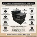 Kit 5 Caixa Organizadora Cesto com tampa grande Caixas em plástico 2L 6L 16L Preto - Arqplast - foto 3