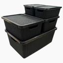 Kit 5 Caixa Organizadora Cesto com tampa grande Caixas em plástico 2L 6L 16L Preto - Arqplast - foto 1