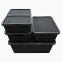 Kit 5 Caixa Organizadora Cesto com tampa grande Caixas em plástico 2L 6L 16L Preto - Arqplast - foto 4