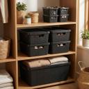 Kit 7 Caixa Organizadora Cesto com tampa grande Caixas em plástico 2L 6L 16L Preto - LeevLar - foto 2