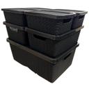 Kit 7 Caixa Organizadora Cesto com tampa grande Caixas em plástico 2L 6L 16L Preto - LeevLar - foto 4