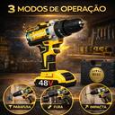 Kit 75 Peças Parafusadeira Furadeira De Impacto 48V 120 N.M. Jogo Catraca Reversível Profissional 2... - foto 3
