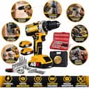 Kit 75 Peças Parafusadeira Furadeira De Impacto 48V 120 N.M. Jogo Catraca Reversível Profissional 2... - foto 1