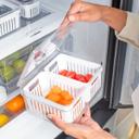 Organizador De Geladeira 2,2L Com Tampa e Cesto Duplo Escorredor Legumes Frutas Verduras Acrílico - OU - foto 2