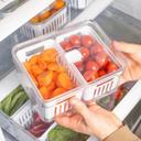 Organizador De Geladeira 2,2L Com Tampa e Cesto Duplo Escorredor Legumes Frutas Verduras Acrílico - OU - foto 4