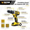 Parafusadeira Furadeira De Impacto Sem Fio 2 Baterias 21V 3/8 Com Maleta e 29 Acessorios FST009 - foto 2