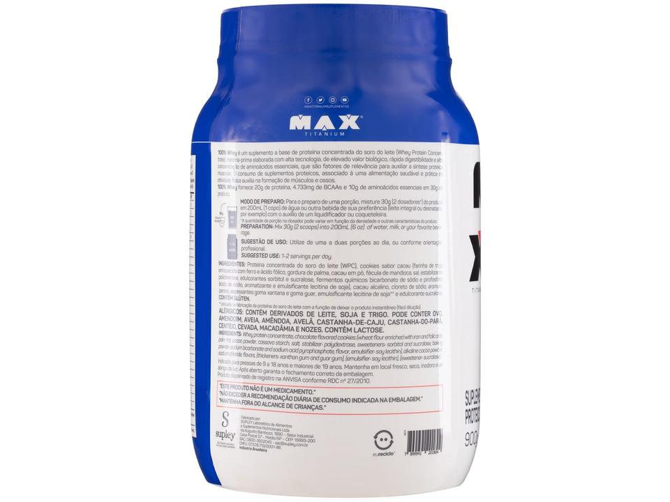 100% Whey Protein Concentrado Max Titanium 900g - 5