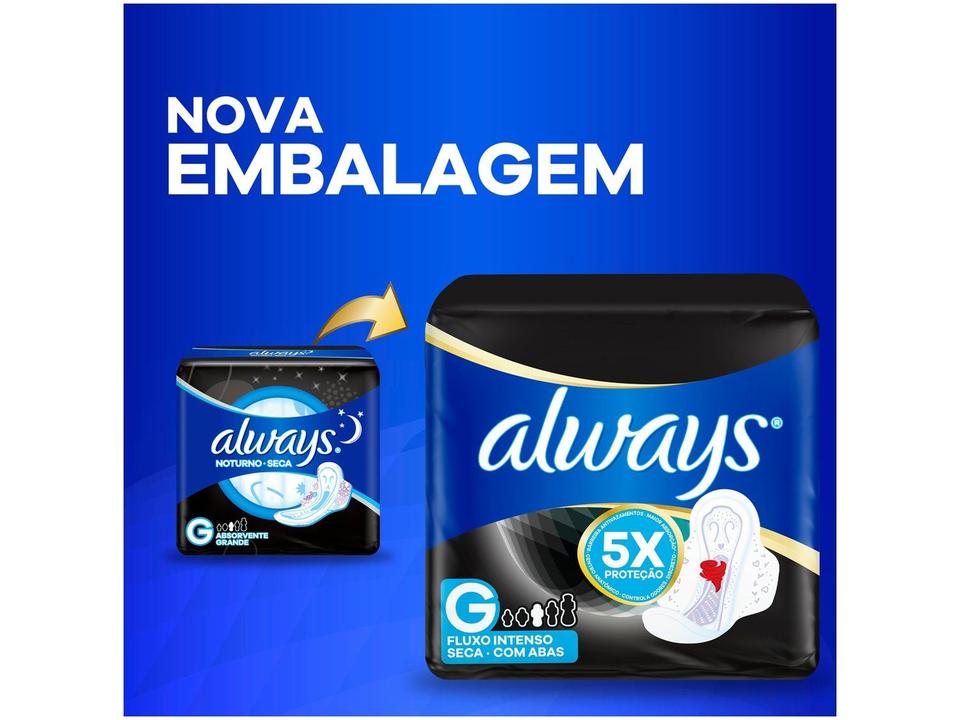 Absorvente Always Noite Seca com Abas Fluxo Intenso 48 Unidades - 6