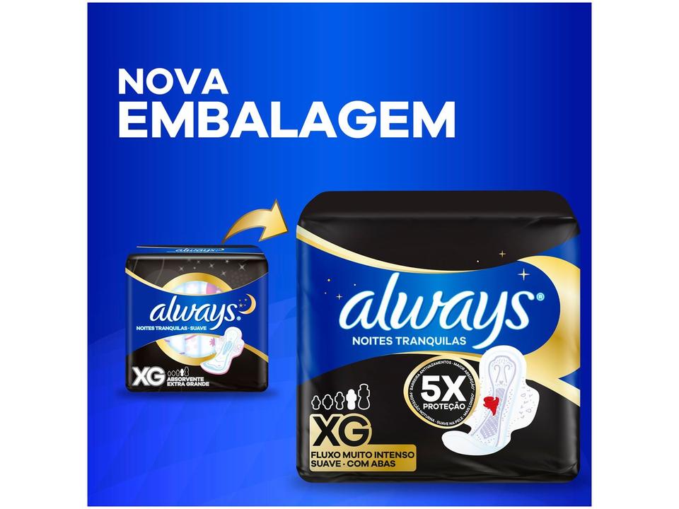 Absorvente Noturno Always Noites Tranquilas Suave XG com Abas 42 Unidades - 1