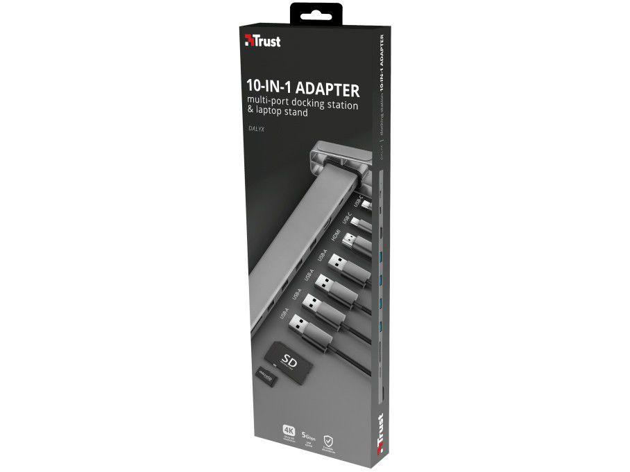 Adaptador USB Multiportas 10 em 1 HDMI - 10cm Trust Dalyx 23417 - 17