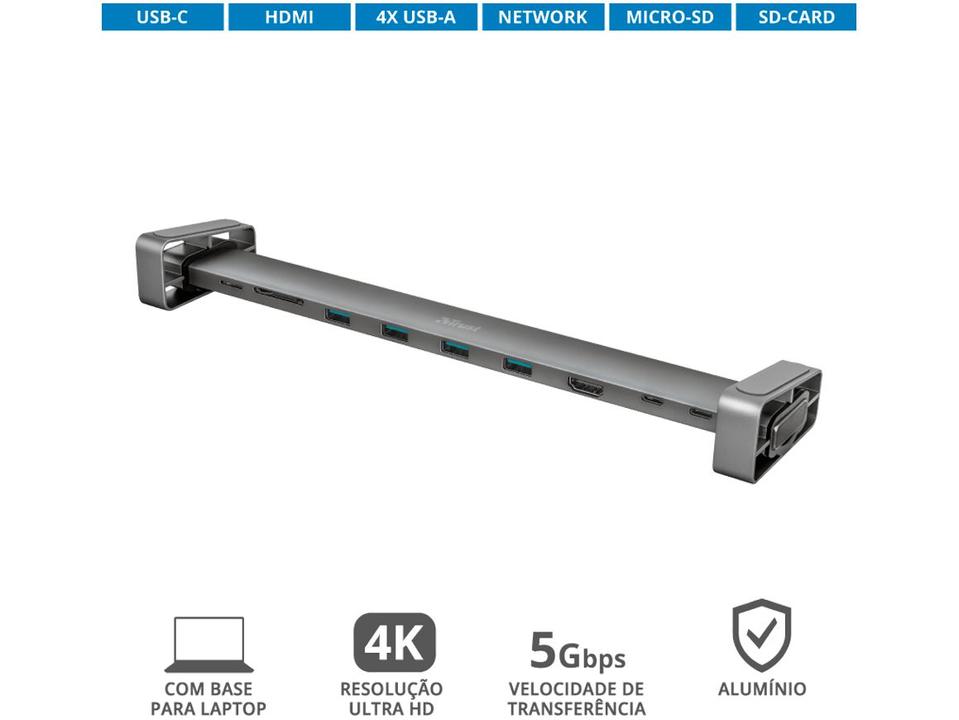 Adaptador USB Multiportas 10 em 1 HDMI - 10cm Trust Dalyx 23417 - 16