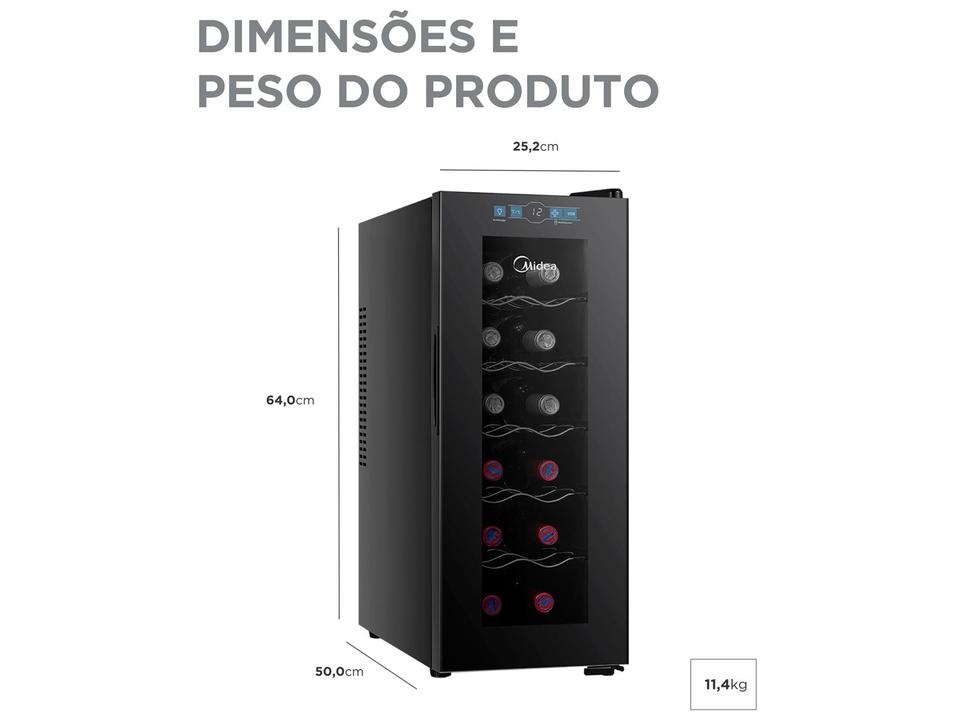 Adega Midea 12 Garrafas Preta com LED MDRW066FGGGL3 - 19