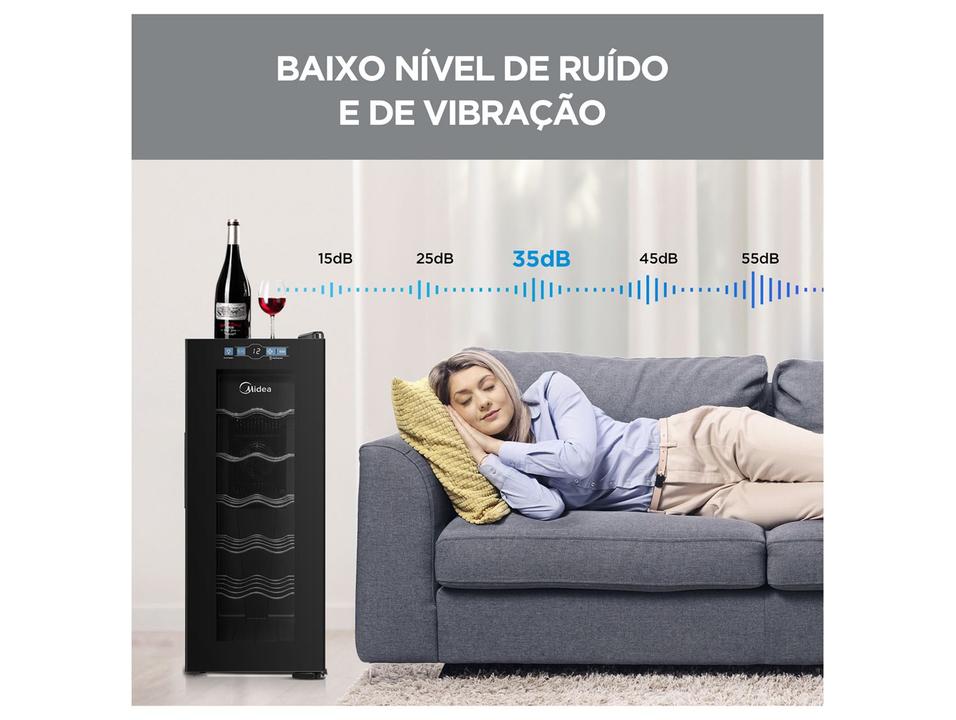 Adega Midea 12 Garrafas Preta com LED MDRW066FGGGL3 - 6