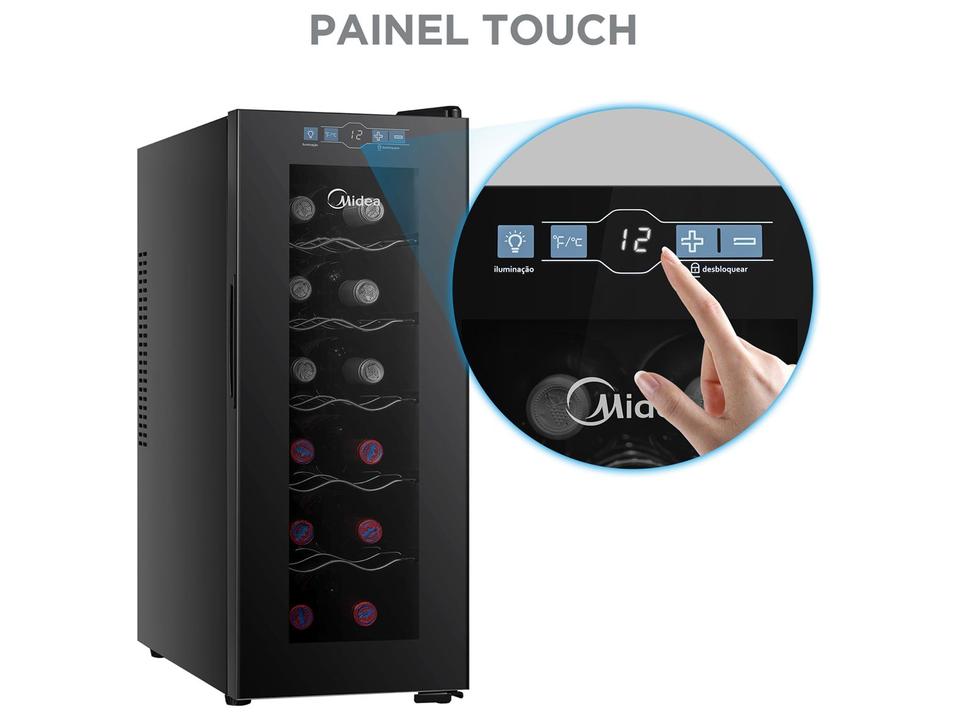 Adega Midea 12 Garrafas Preta com LED MDRW066FGGGL3 - 3