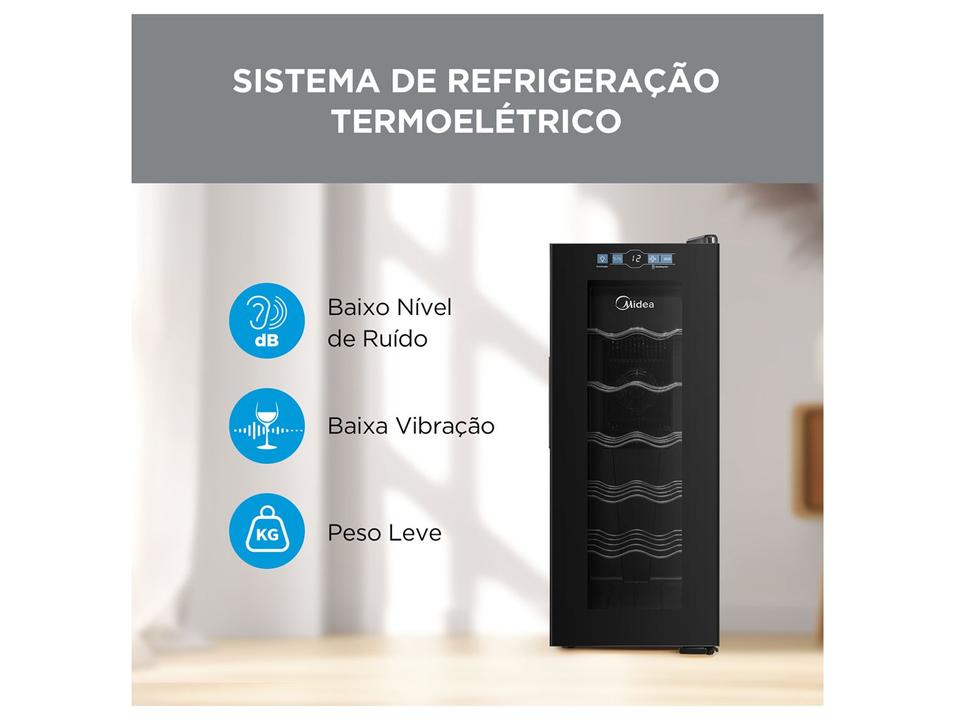 Adega Midea 12 Garrafas Preta com LED MDRW066FGGGL3 - 1
