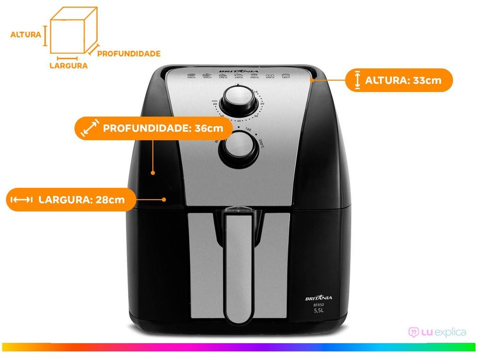 Air Fryer Britânia BFR51 Preto com Timer 5,2L - 10