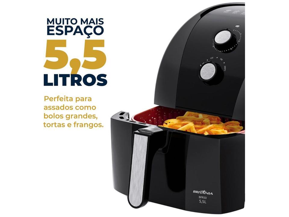 Air Fryer Britânia Redestone BFR50 Preto com Timer 5,5L - 5