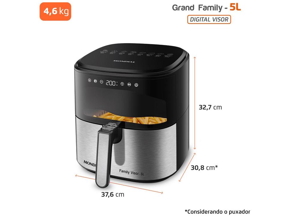 Air Fryer Digital Mondial Grand Family Preta com Timer 5L AF-50-DVI - 8