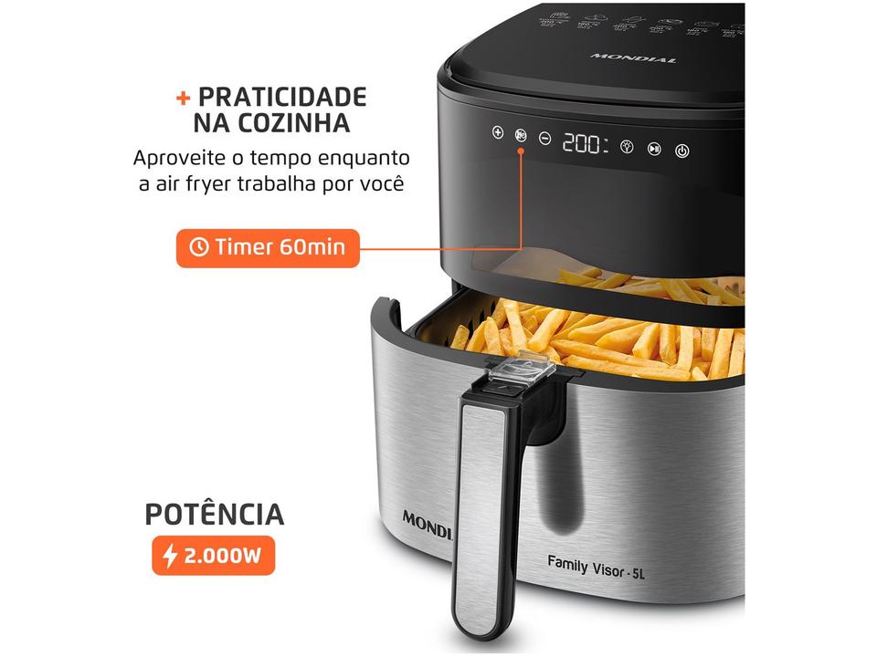 Air Fryer Digital Mondial Grand Family Preta com Timer 5L AF-50-DVI - 6