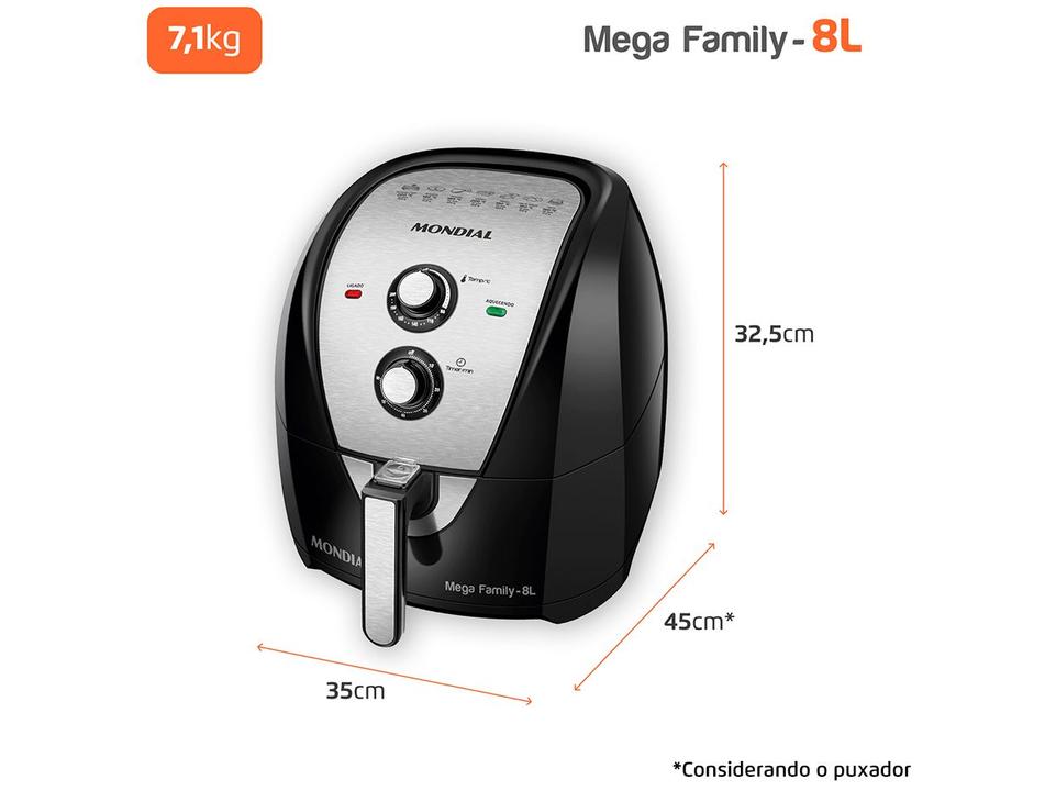 Air Fryer Mondial AFN-80-BI Preto e Inox 8L com Timer - 10
