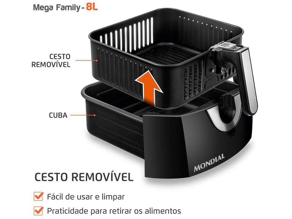 Air Fryer Mondial AFN-80-BI Preto e Inox 8L com Timer - 6